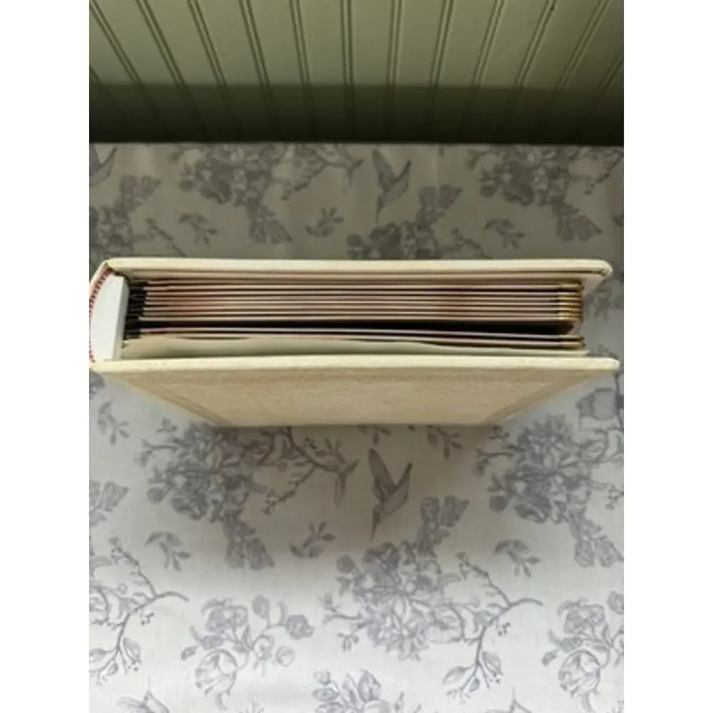 Vtg Art Leather Perma-Bound Photo Album Large White 10 Page Gold Metal Edge